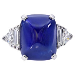 Platinum AGL 15.71ct Burma No Heat Sugarloaf Sapphire & Diamond Ring