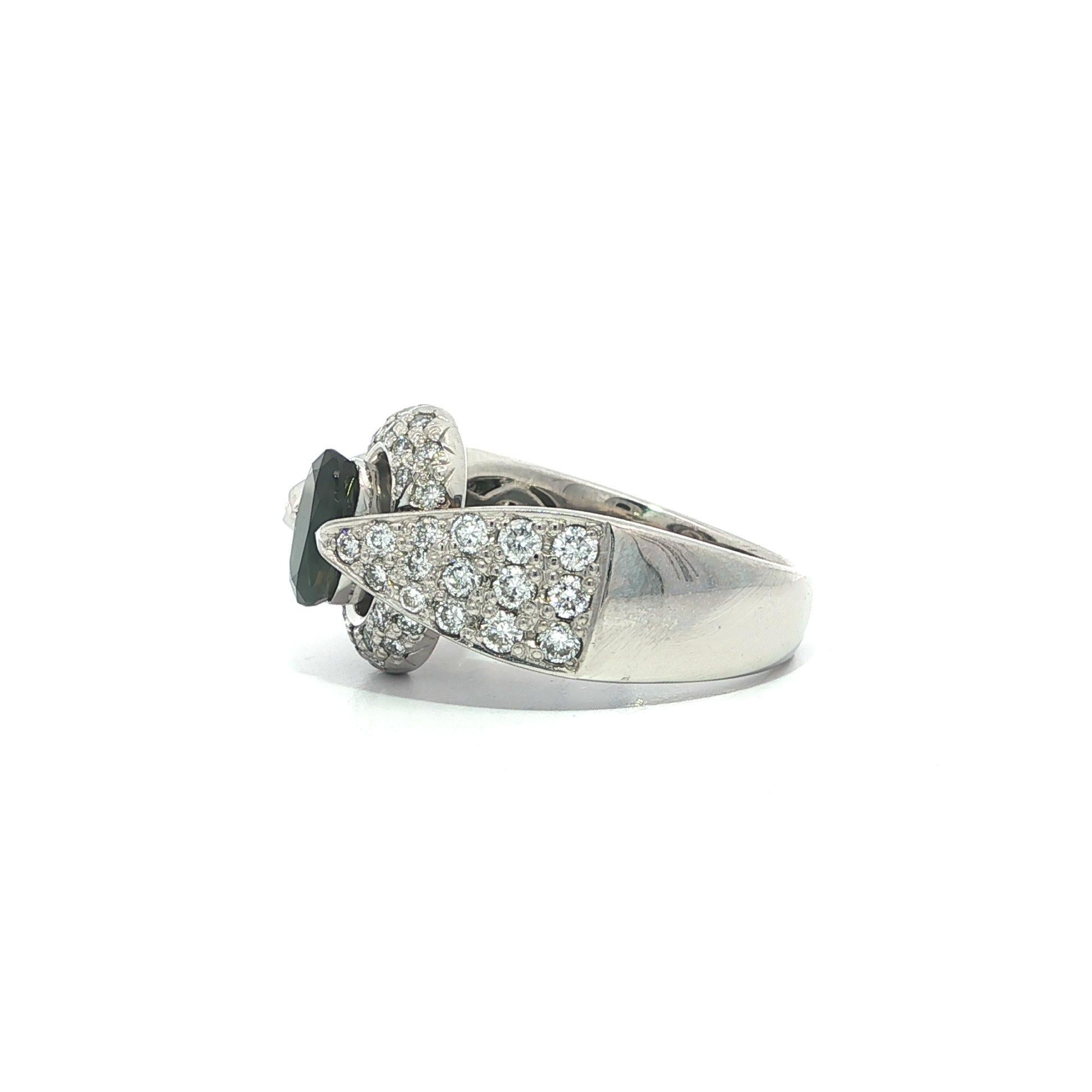 Platin AGL 2,07ctw Farbwechsel Alexandrit Pave Diamant einzigartiges Design Ring im Angebot 2