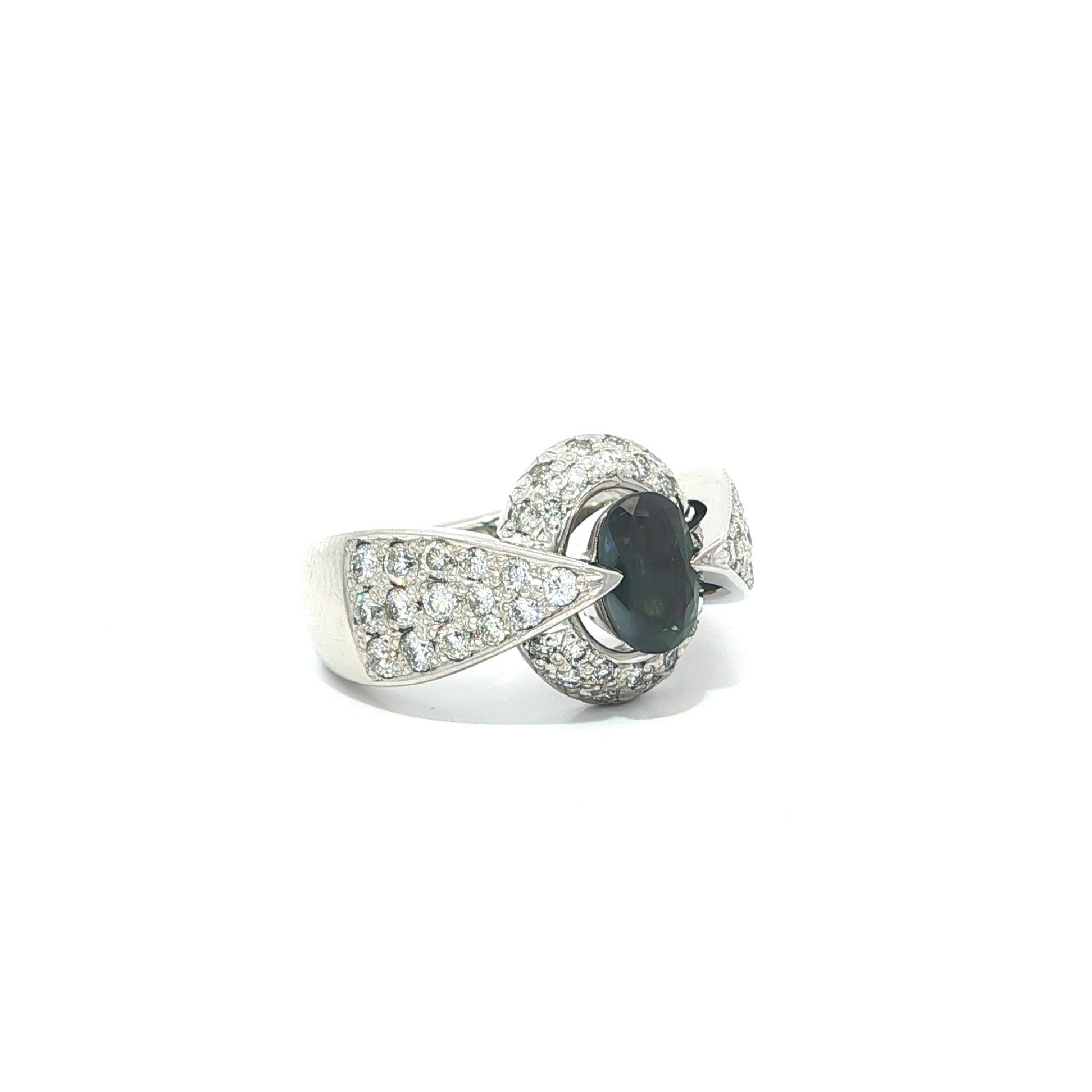 Platin AGL 2,07ctw Farbwechsel Alexandrit Pave Diamant einzigartiges Design Ring im Angebot 4