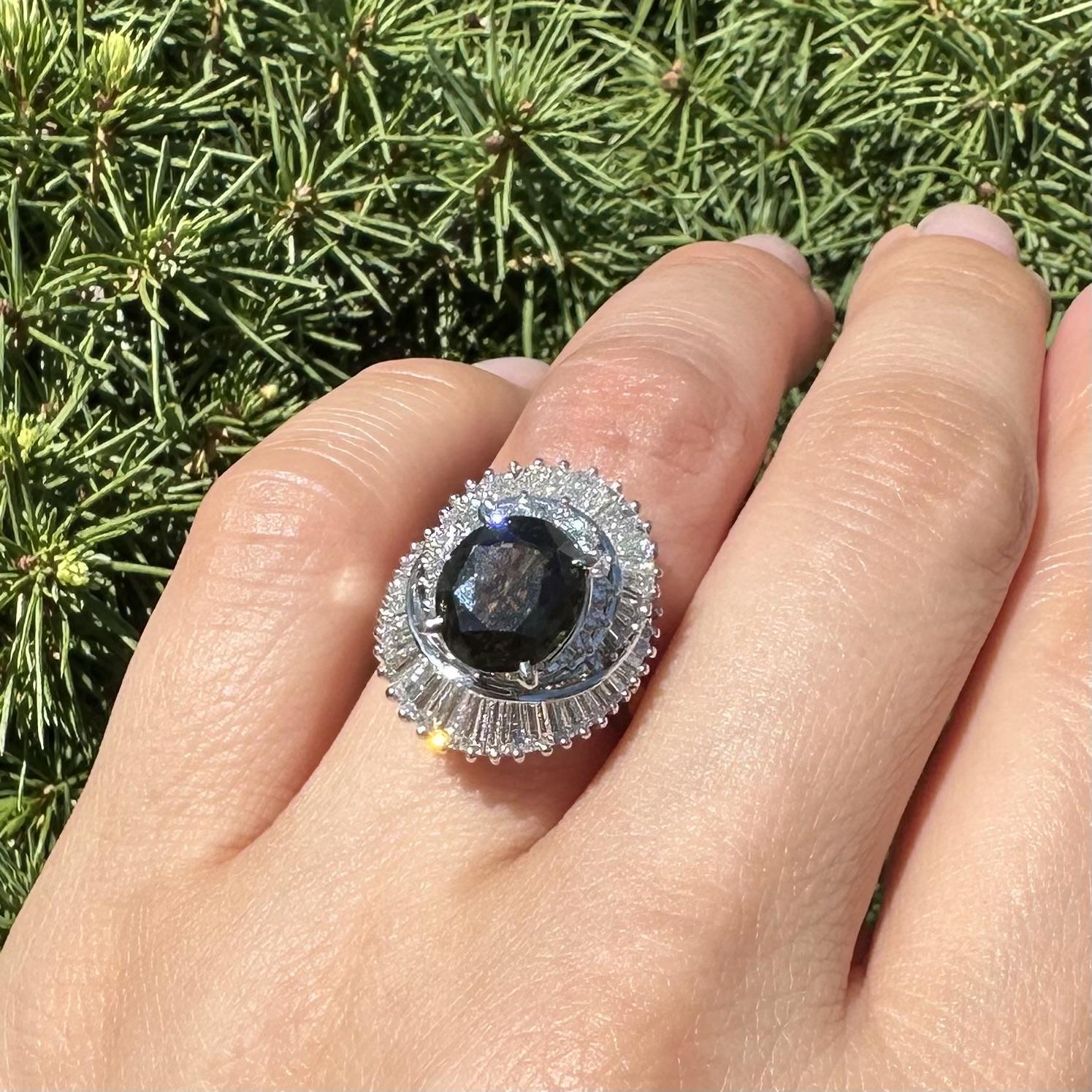 Platinum AGL 5.81ctw Color Change Alexandrite Diamond Swirl Ballerina Ring For Sale 5