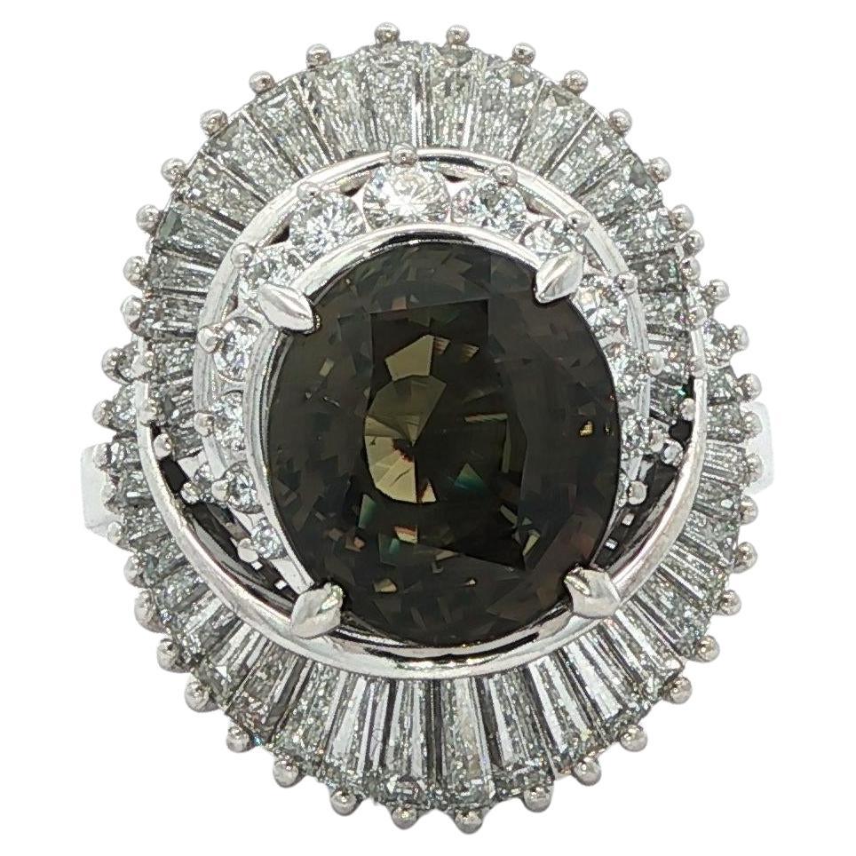 Platin AGL 5,81ctw Farbwechsel Alexandrit Diamant Wirbel Ballerina Ring