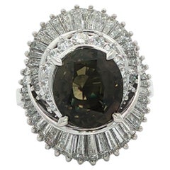 Platinum AGL 5.81ctw Color Change Alexandrite Diamond Swirl Ballerina Ring