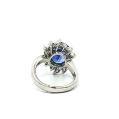 Platinum AGL 6.82ctw Ceylon Silky Velvety Blue Sapphire w/ Diamond Halo Ring