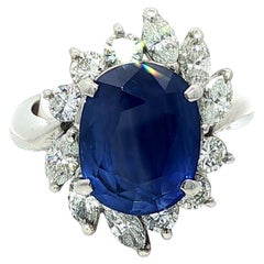 Platin AGL 6,82ctw Ceylon Seidig Samtig Blauer Saphir w / Diamant Halo Ring