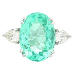 Platinum AGL 7.95ctw Paraiba Tourmaline 
Diamond Statement Cocktail Ring