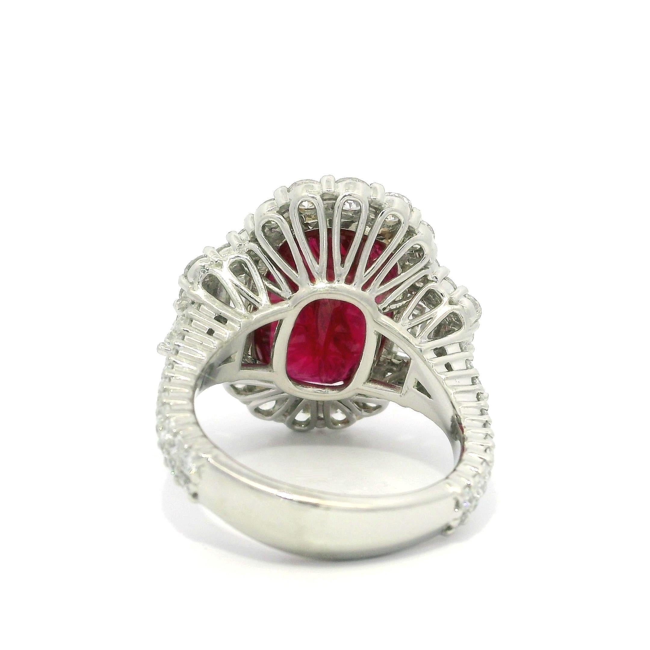 Platin AGL zertifiziert 12,25ctw Oval Roter Rubin mit Diamant Substantial Großer Ring im Angebot 2