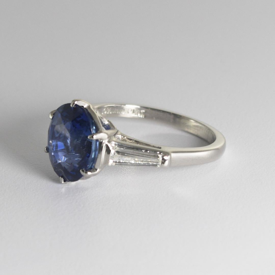 Platinum AGL Certified Sapphire & Diamond Ring 6.9g For Sale 1