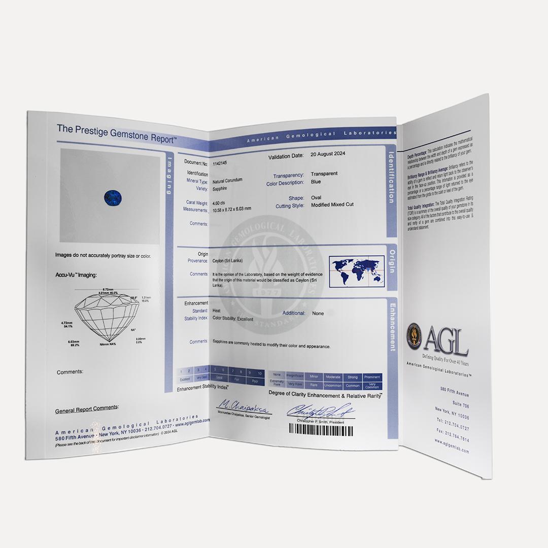 Platinum AGL Certified Sapphire & Diamond Ring 6.9g For Sale 3