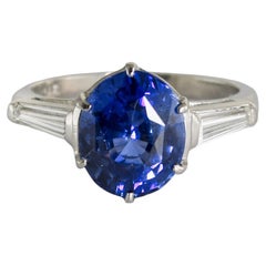 Platinum AGL Certified Sapphire & Diamond Ring 6.9g
