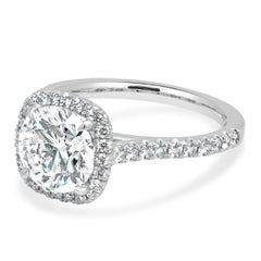 Platinum AGS Certified Round Brilliant Cut Diamond Halo Engagement Ring