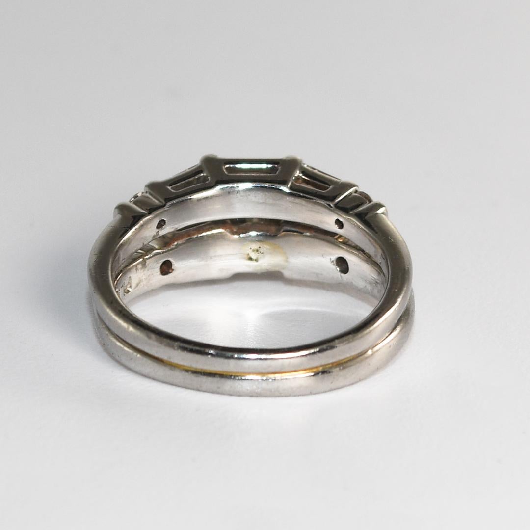 Women's Platinum AIG Graded Princess Cut Diamond Engagement Ring and Band For Sale