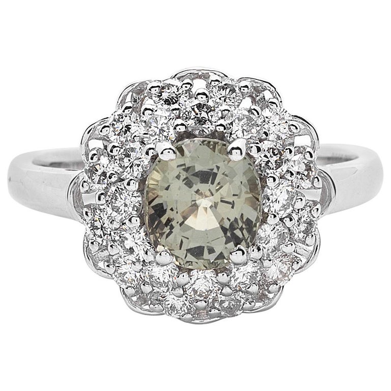 Platinum, Alexandrite and Diamond Ring For Sale at 1stdibs