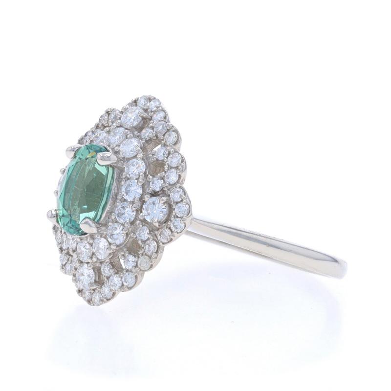 Anello aureola in platino con alessandrite e diamanti - Pizzo floreale ovale 1,70ctw GIA In condizioni Nuovo in vendita a Greensboro, NC