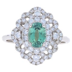 Platinum Alexandrite & Diamond Halo Ring - Oval 1.70ctw GIA Floral Lace