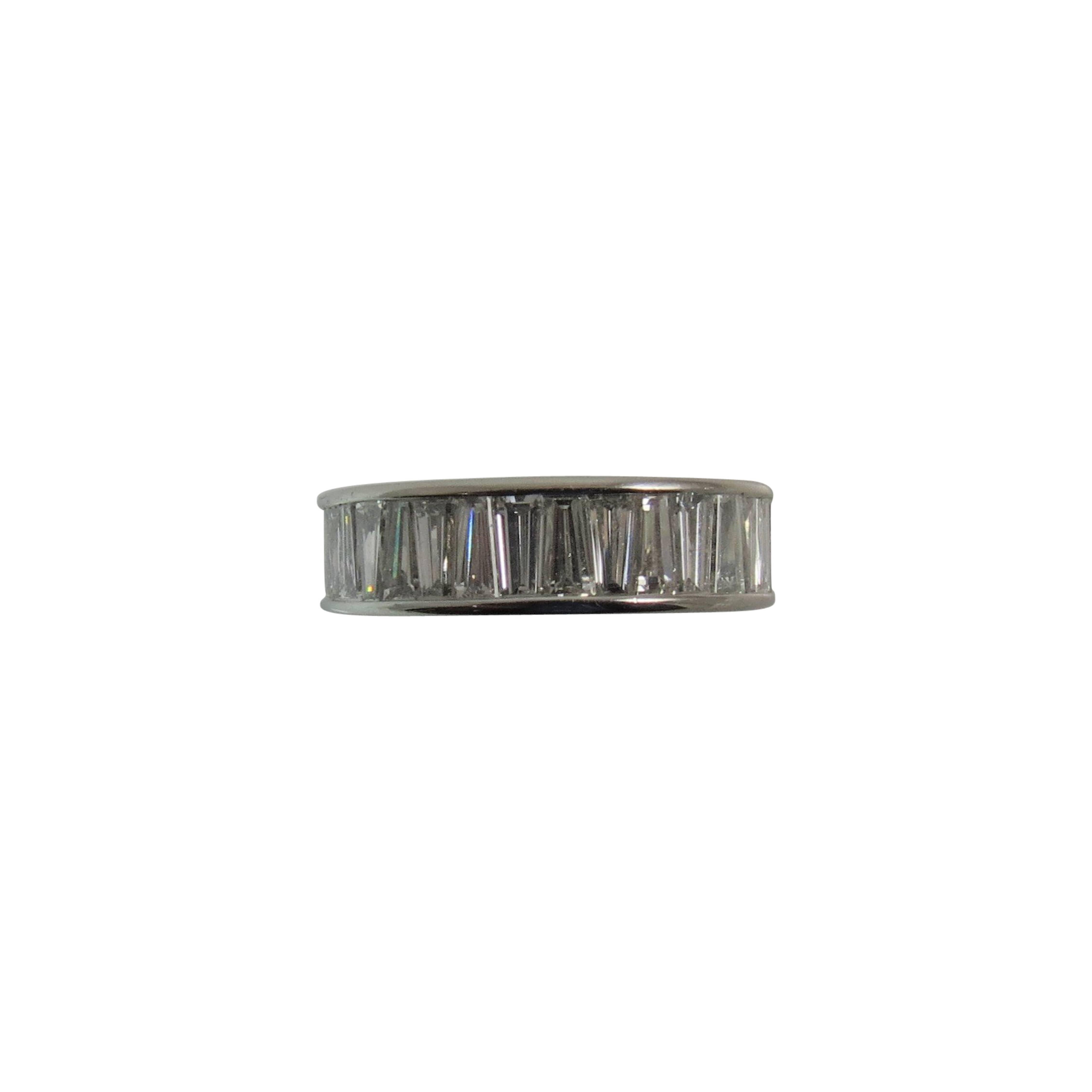 Platinum All Around Tapered Baguette Diamond Band Ring For Sale