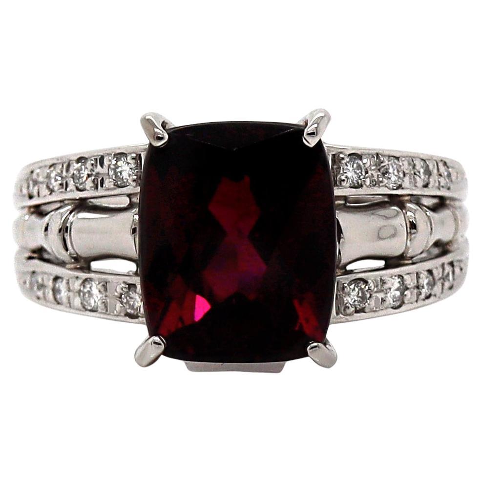 Almandine Platin Platin-Kleidring mit Granat und Diamant