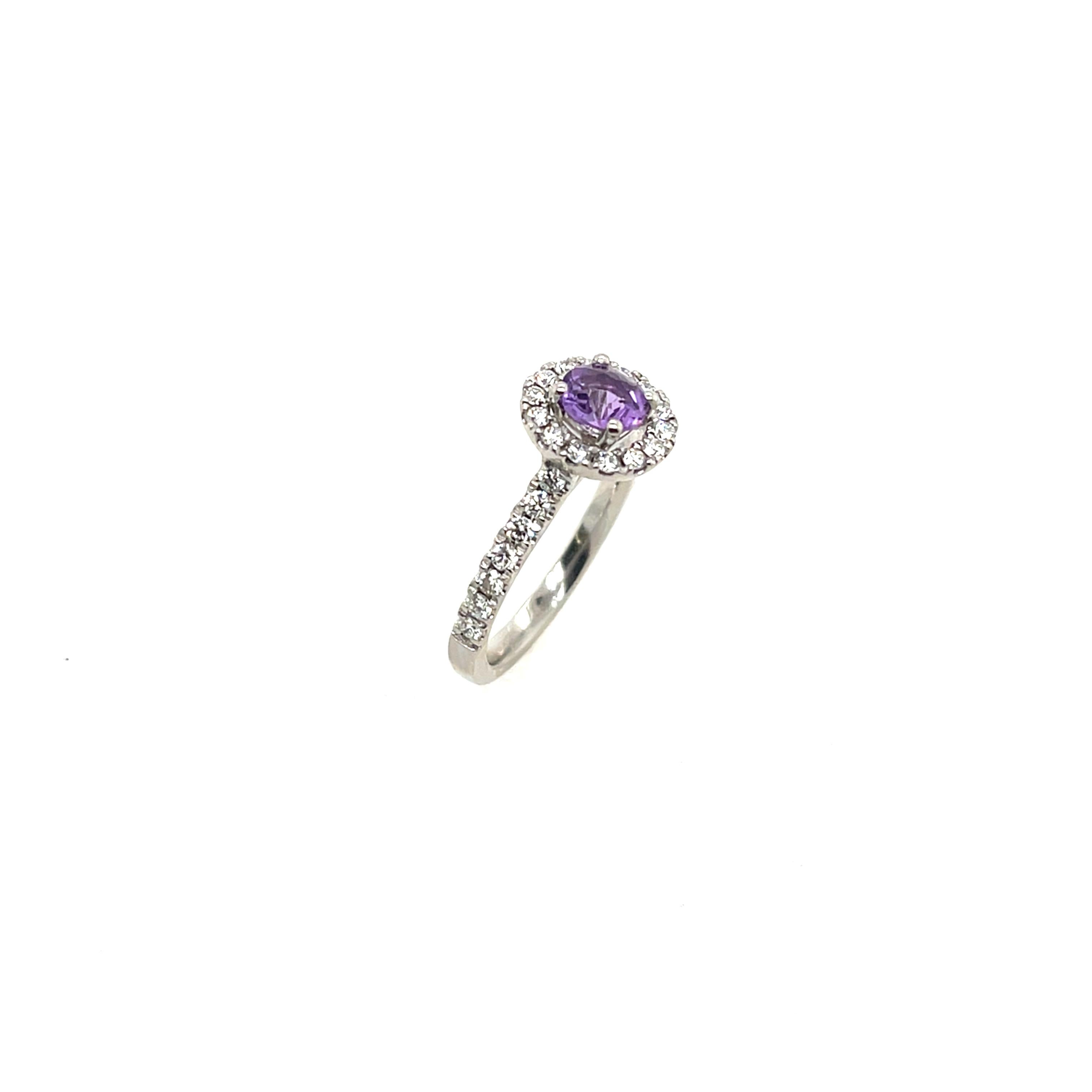 Platinum Amethyst and Diamond Halo Ring 2