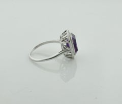 Platinum Amethyst and Diamond Ring, circa 1950s