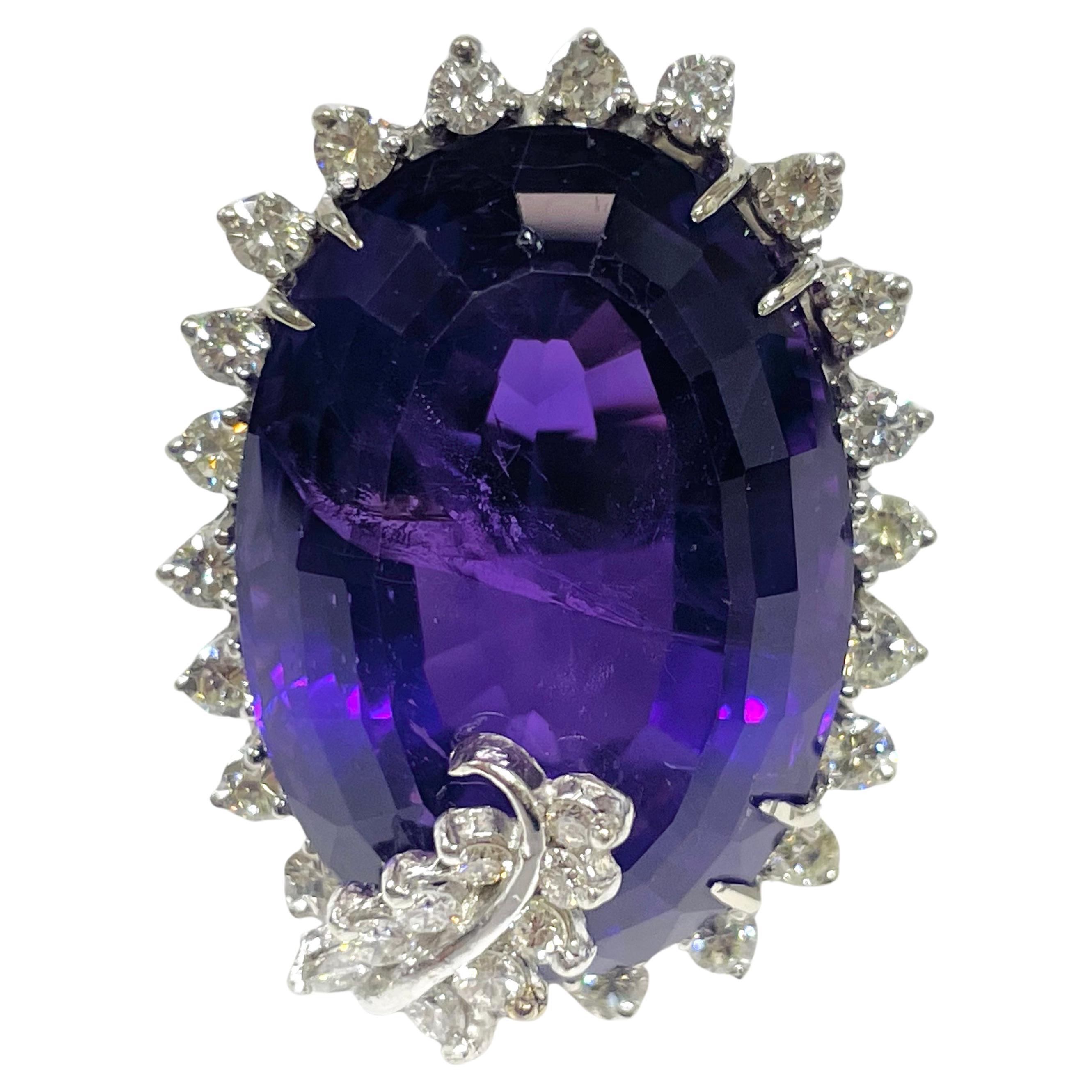 Platinum Amethyst Diamond Cocktail Ring