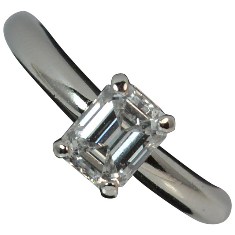 Platinum and 1.01 Carat Emerald Cut Diamond Solitaire Engagement Ring