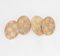 Platinum and 14 Karat Gold Cufflinks