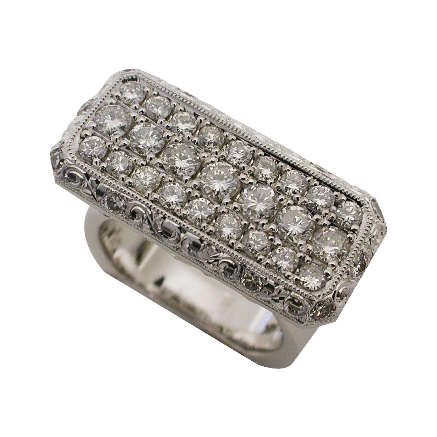 Anello in platino e oro bianco 14 carati con diamante da 1,23 carati, misura 5,5, Designer RGC