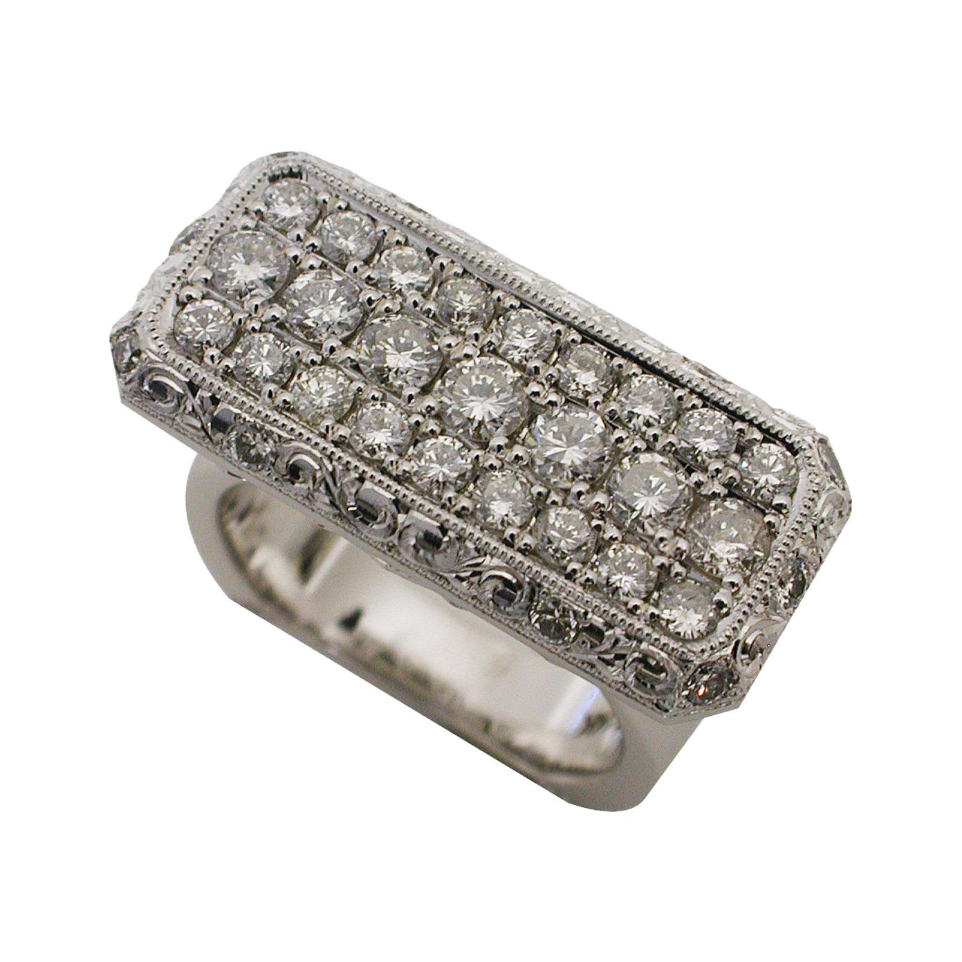 Platinum and 14 Karat White Gold Diamond 1.23 Carat Ring, Rock N Gold Creations For Sale