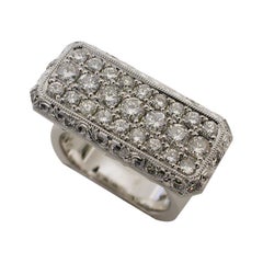 Anillo de platino y oro blanco de 14 quilates con un diamante de 1,23 quilates, talla 5,5, diseñador RGC