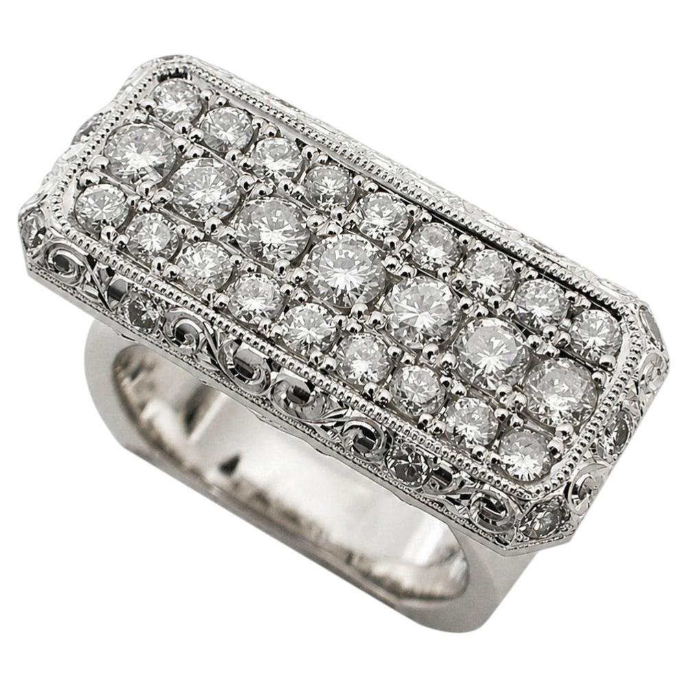 Platin und 14 Karat Weißgold Diamant 1,23 Karat Ring, Größe 5,5, Designer RGC