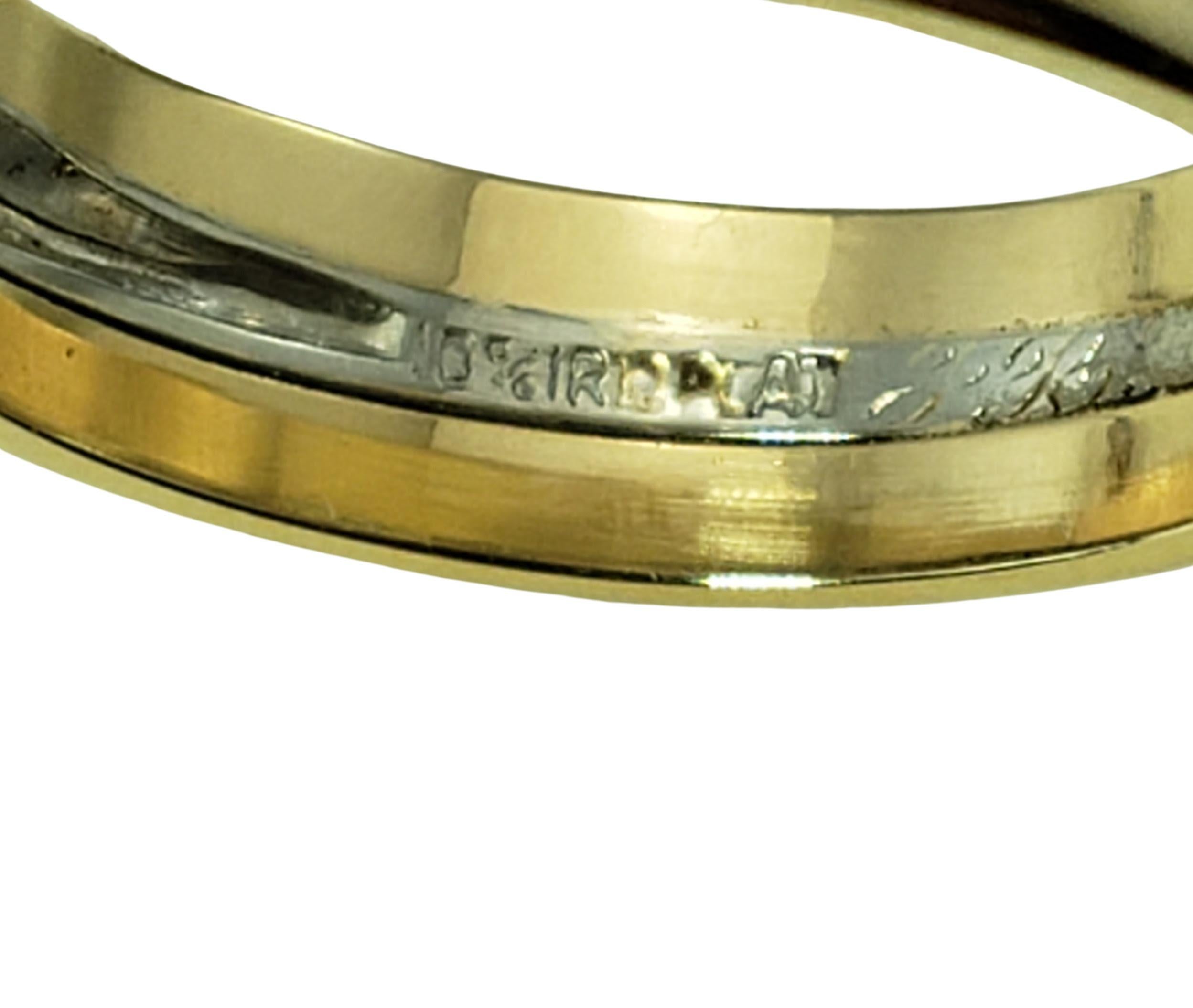 Platinum and 14 Karat Yellow Gold and Diamond Band Ring For Sale 2