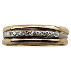 Vintage Platinum and 14 Karat Yellow Gold and Diamond Band Ring