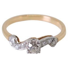 Platinum and 14K Gold Diamond Ring