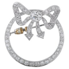 Platinum and 14K White Gold 4.10ct Diamond Wreath Brooch MF16-021926