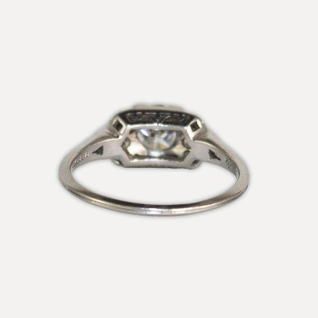 Platinum and 14K White Gold Vintage Diamond Wedding Ring Set 1.45ct In Excellent Condition For Sale In Laguna Beach, CA
