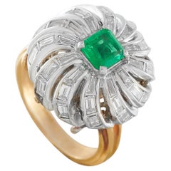 Anello in platino e oro giallo 14K con diamante e smeraldo da 1,85 carati MF05-050626