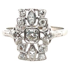 Antique Art Deco 0.60 Carat Diamond Platinum and White Gold 1920s - 30s Ring