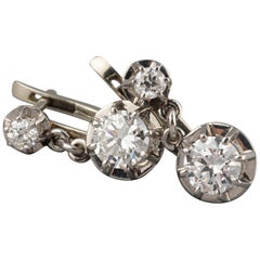 Platinum and 1.60 Carat Diamonds French Art Deco Earrings