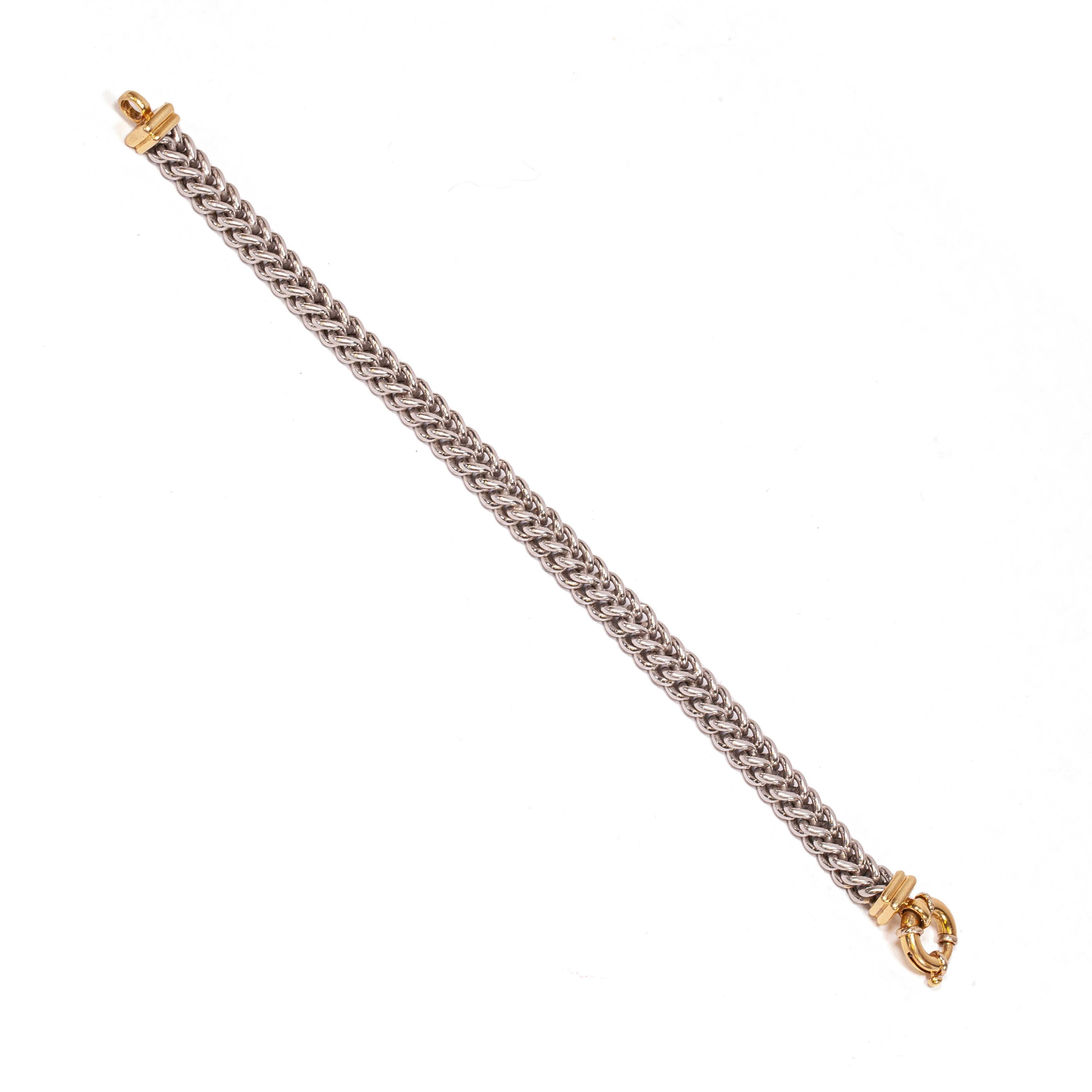 Moderne Bracelet à maillons Franco en platine et or jaune 18 carats en vente