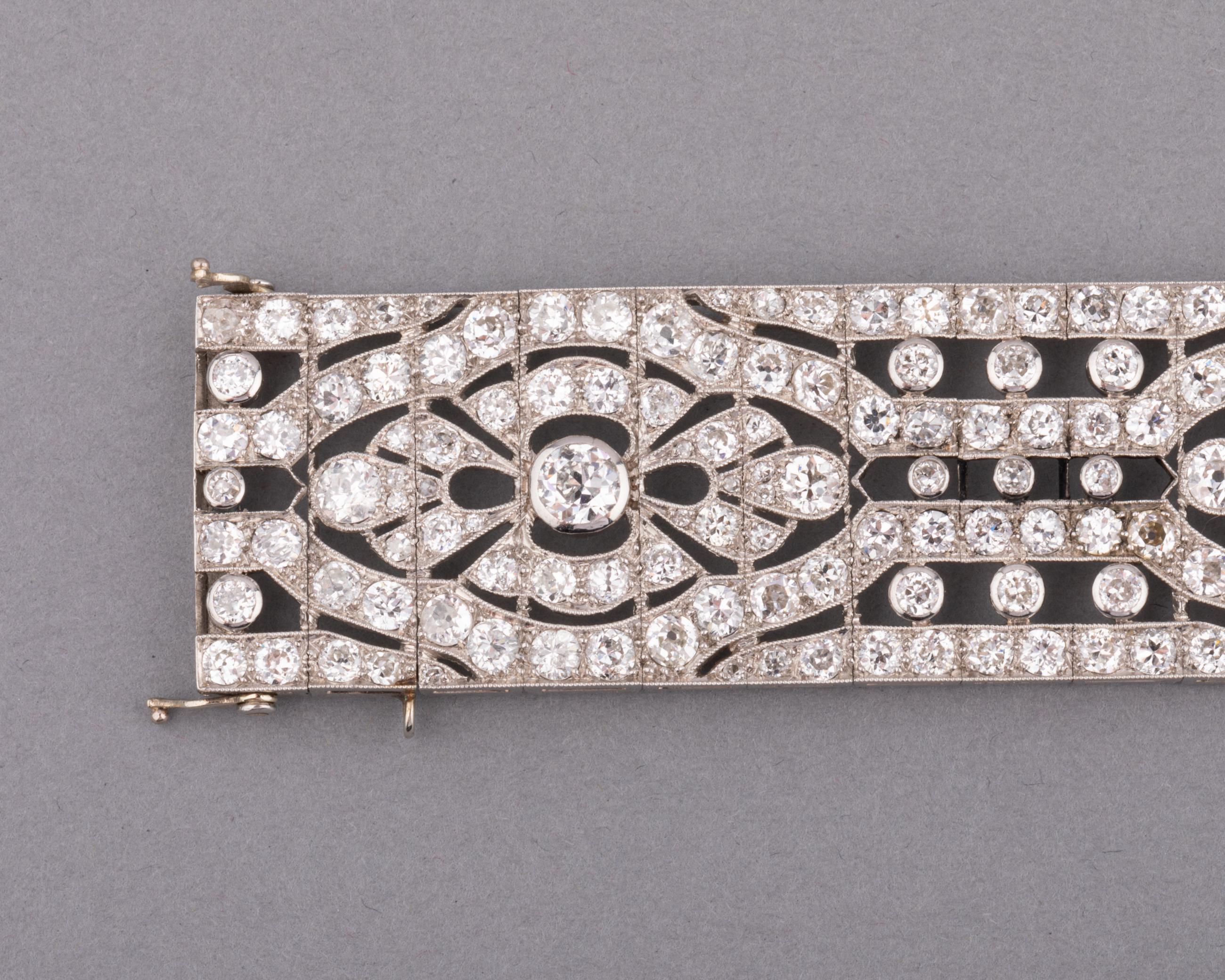 Old European Cut Platinum and 18 Carats Diamonds French Antique Bracelet For Sale