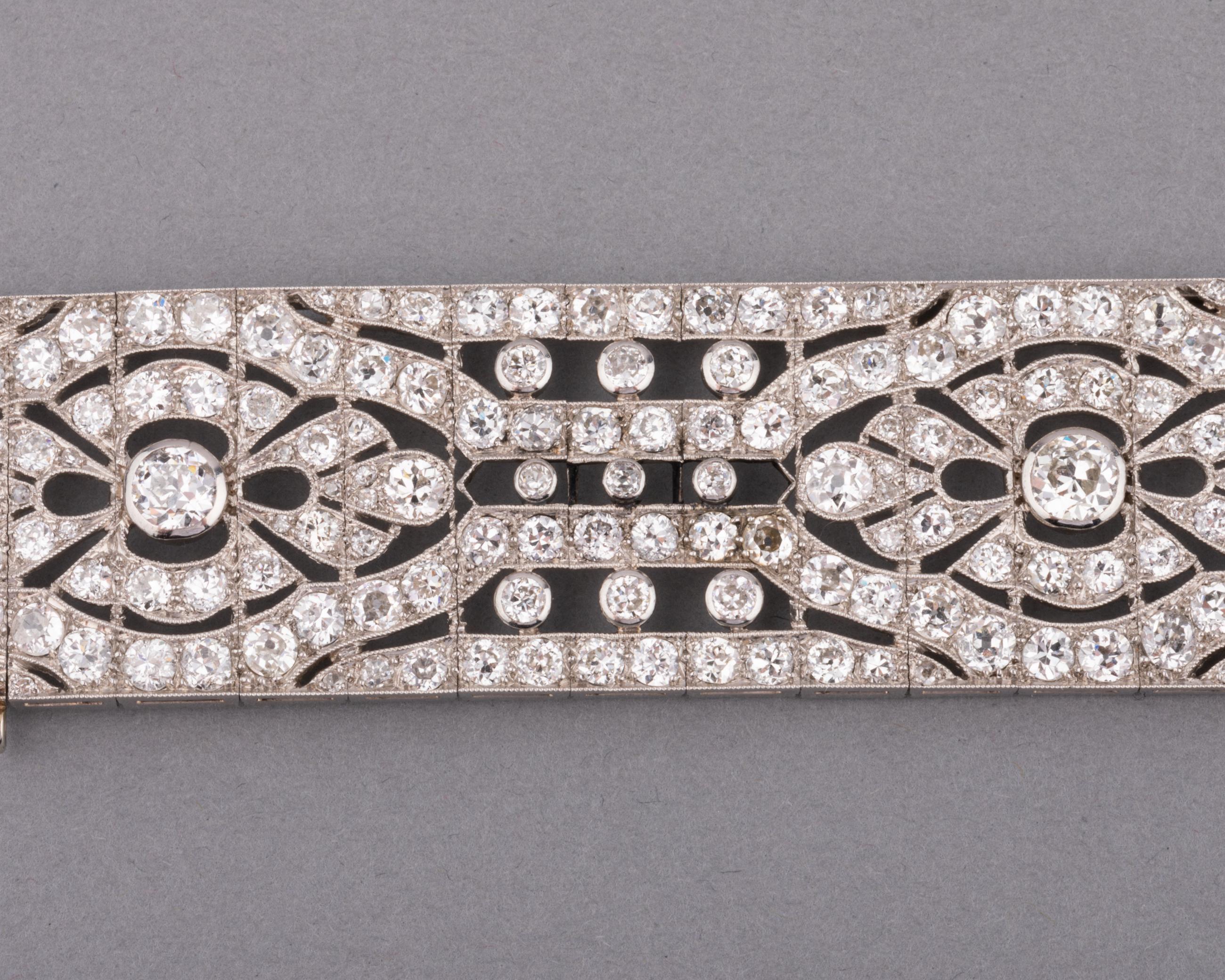 Platinum and 18 Carats Diamonds French Antique Bracelet In Good Condition For Sale In Saint-Ouen, FR