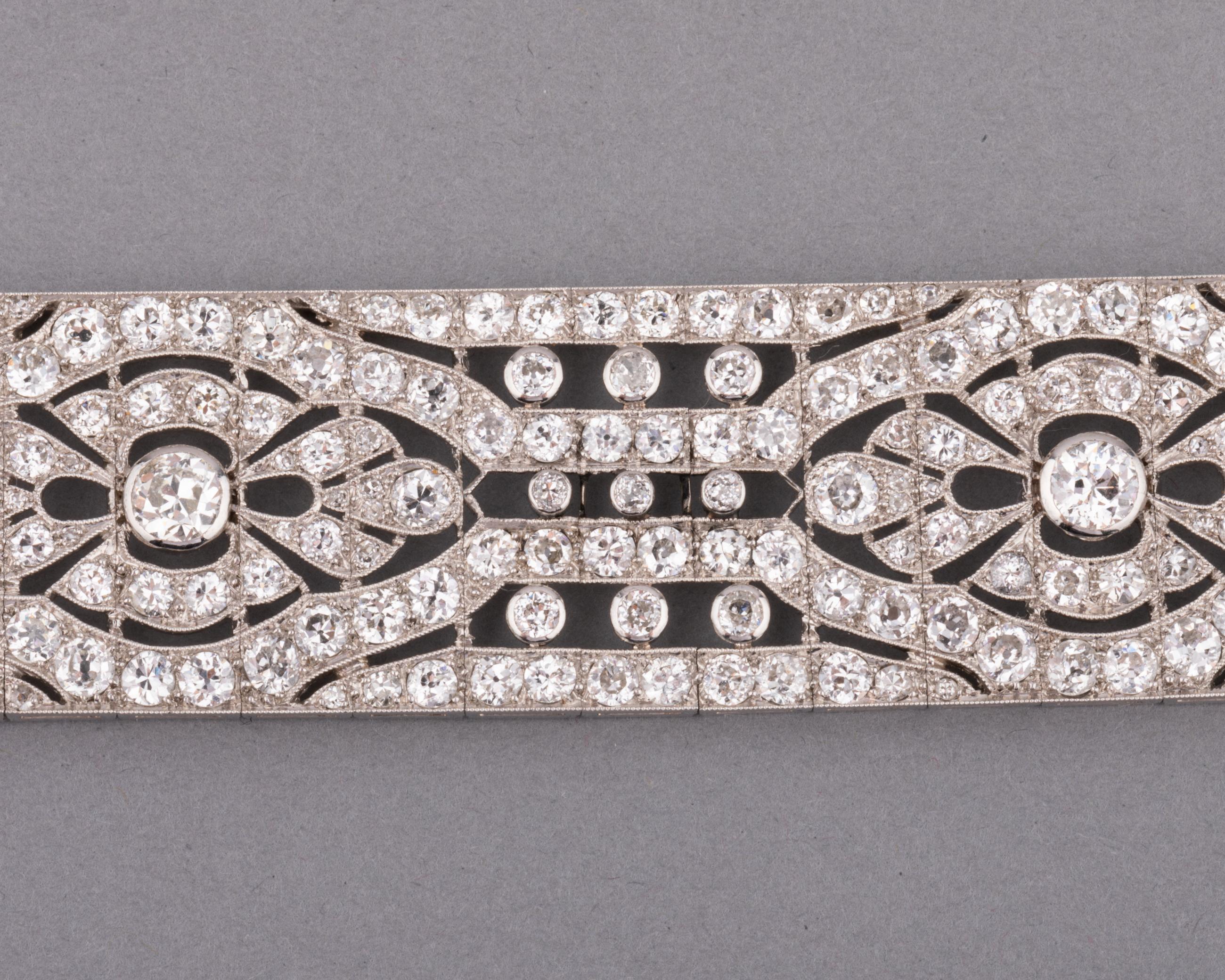 Platinum and 18 Carats Diamonds French Antique Bracelet For Sale 1