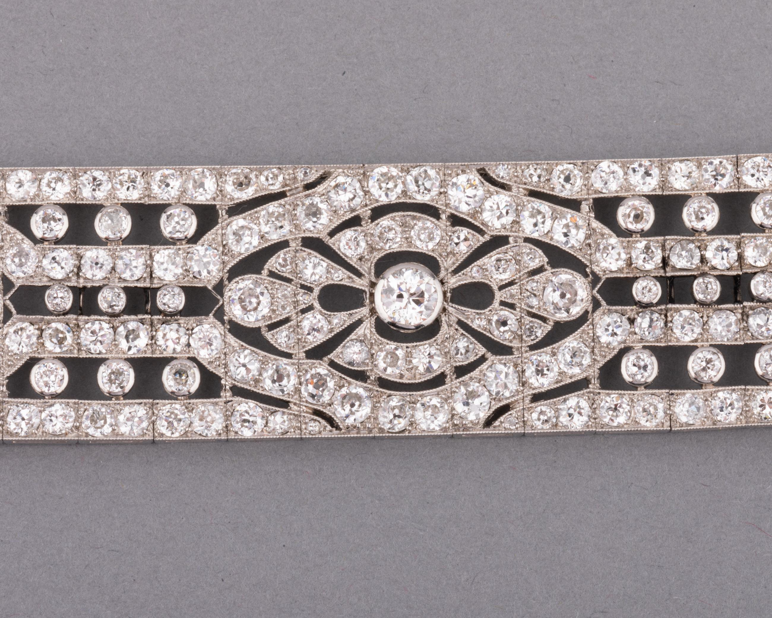 Platinum and 18 Carats Diamonds French Antique Bracelet For Sale 2