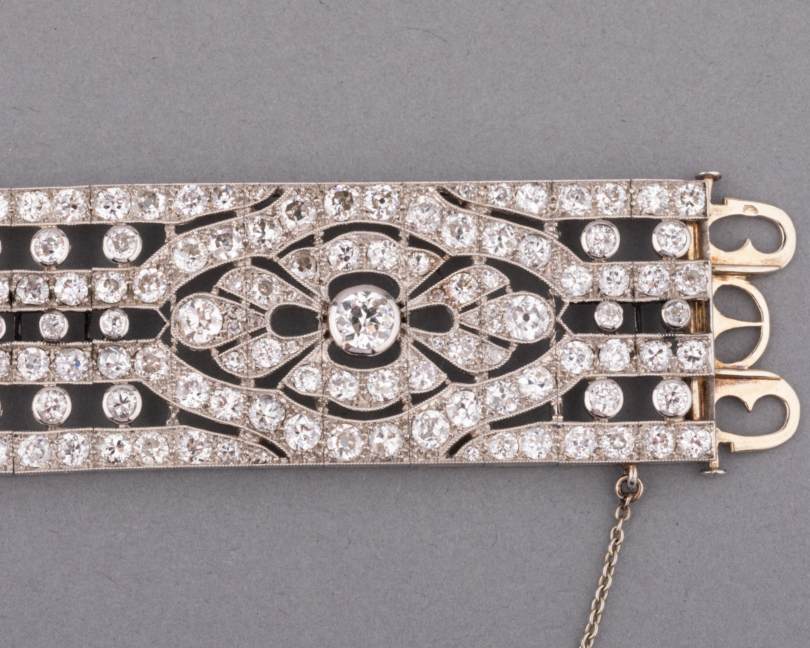 Platinum and 18 Carats Diamonds French Antique Bracelet For Sale 3