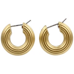 Platinum and 18 Karat Gold Reversible Reeded Hoop Earrings, 1980s Platinum and 18 Karat Gold Reversible Reeded Hoop Earrings, 1980s