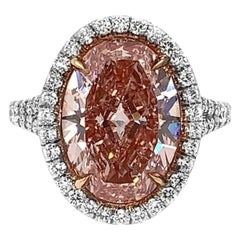 Platinum and 18 Karat Rose Gold 5.02 Carat Fancy Intense Pink HPHT Diamond Ring