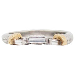 Platinum and 18 Karat Yellow Gold Baguette Diamond Wedding Band