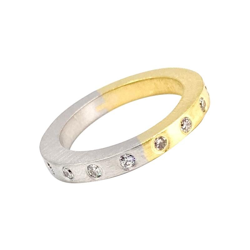 Platinum and 18 Karat Yellow Gold Diamond Eternity Band Ring