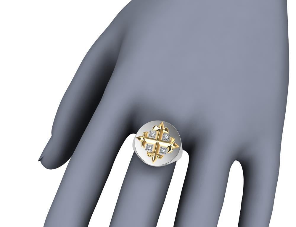 En vente :  Signature en forme de croix Fleur-di-Lis en platine et or jaune 18 carats avec diamants certifiés GIA 10