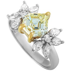Platinum and 18 Karat Yellow Gold Light Fancy Yellow Diamond Ring