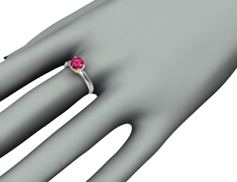 Platinum and 18 Karat Yellow Gold 1.55 Carat Ruby Arabesque Ring For Sale 4